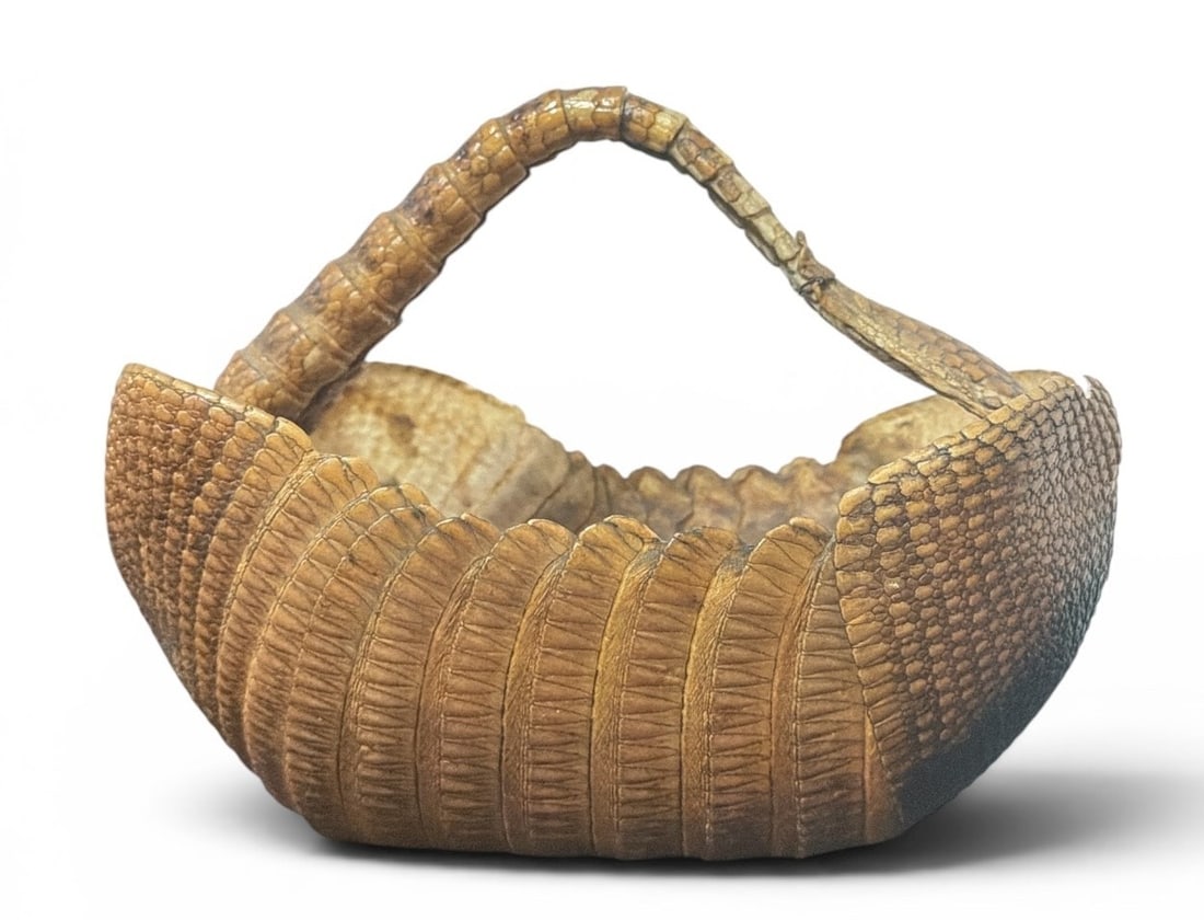 Two Armadillo Shell Taxidermy Baskets, Oddity - 3
