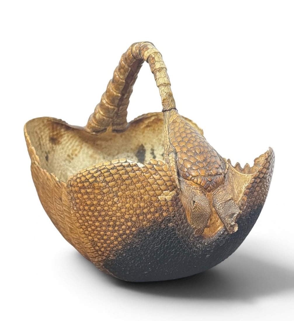 Two Armadillo Shell Taxidermy Baskets, Oddity - 4