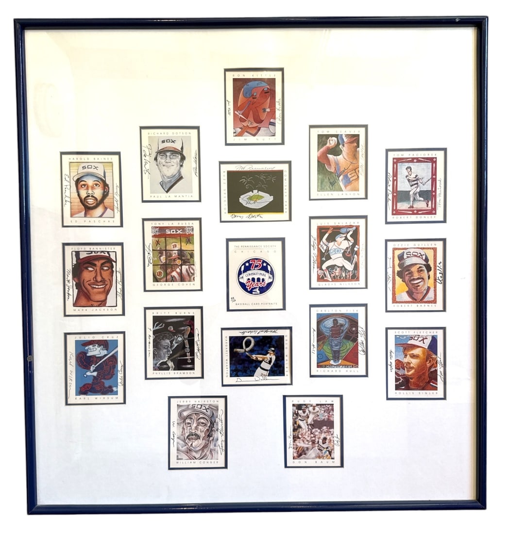 RARE 1985 Chicago Renaissance Society White Sox Set, Artist and Player Signed: The Chicago White Sox Baseball Card Portraits (1985) was a unique art and community project organized by The Renaissance Society at the University of Chicago. The project featured an exhibition and a 