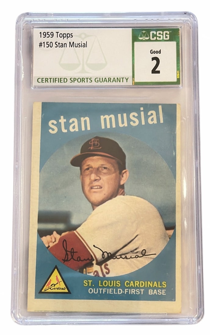 1959 TOPPS STAN MUSIAL #150 Baseball Card, CSG 2 Good Graded (1 of 2)