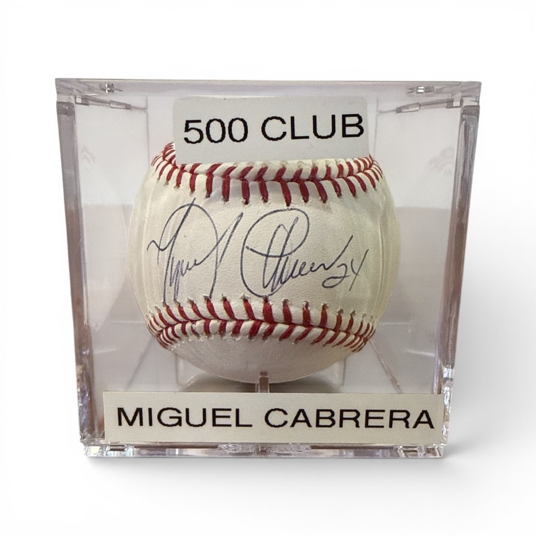 Authentic Autographed MIGUEL CABRERA Baseball, 500 Home Run Club: Includes JSA (James Spence Authentication) sticker and certification card with certification number I51054.