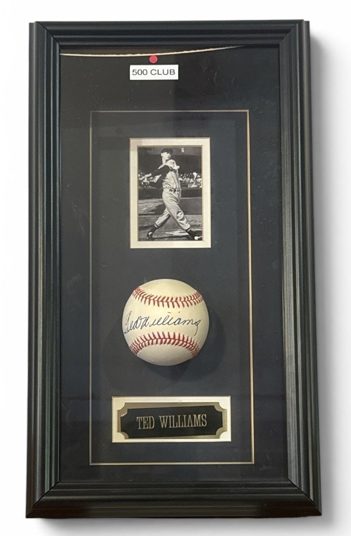 Autographed TED WILLIAMS Baseball Shadow Box, 500 Home Run Club (1 of 4)
