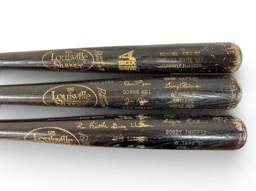 Three CHICAGO WHITE SOX Commemorative Etched Louisville Slugger Bats, 1987-1989 (1 of 7)