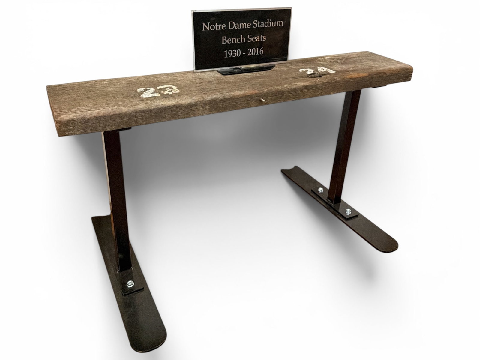 Original 1930-2016 NOTRE DAME Stadium Bleacher Seat w/ COA: Includes a COA from Notre Dame and a decorative plaque. The seat itself measures 18. 5" H x 34. 25" W x 19" D.