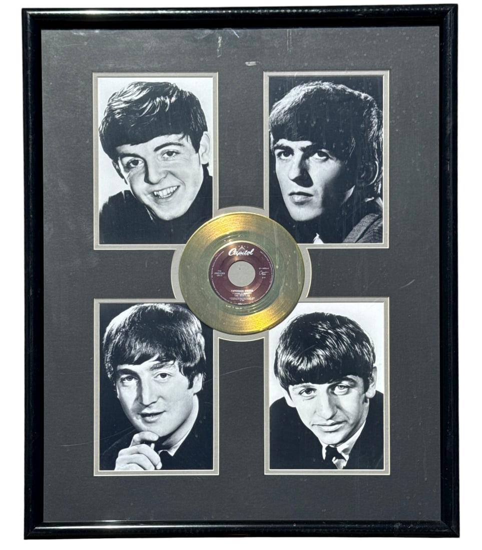 THE BEATLES "Paperback Writers" Commemorative Gold Record Pressing (1 of 3)