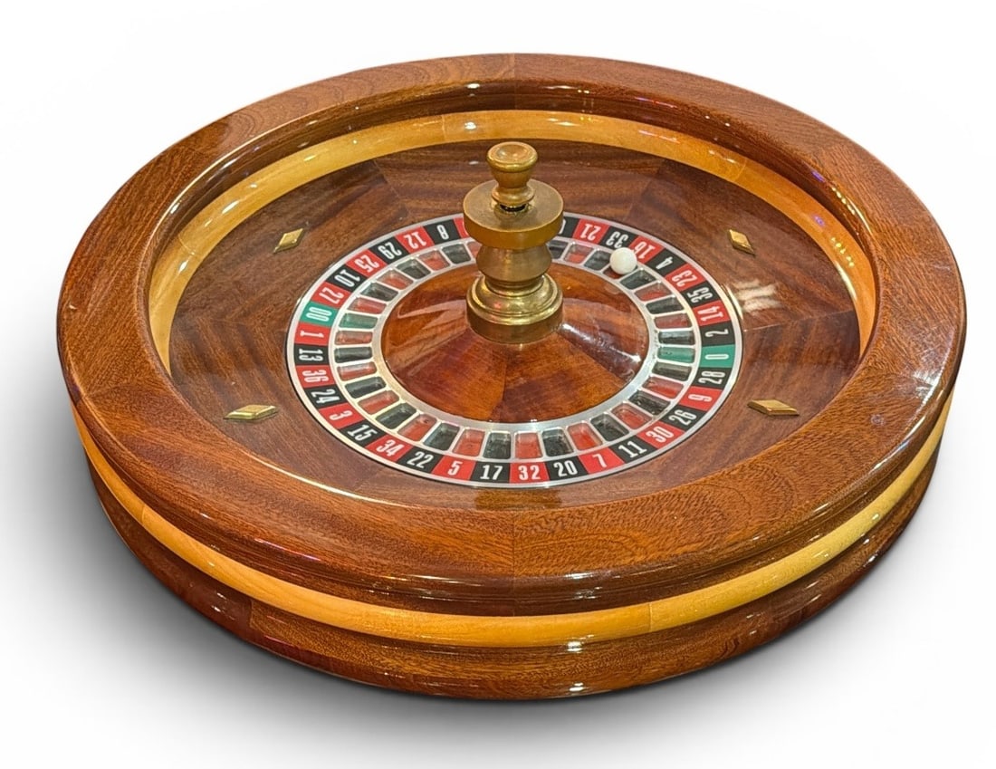 22" Casino Professional Grade Roulette Wheel, Made in USA: Measures approx. 4" hx 22" overall diameter. Manufactured by American Casino Equipment Manufacturing Corporation (ACEM ) and marked made in USA to underside.