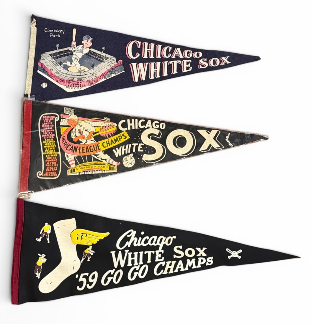 Three 1950's Chicago White Sox Felt Pennants (1 of 2)