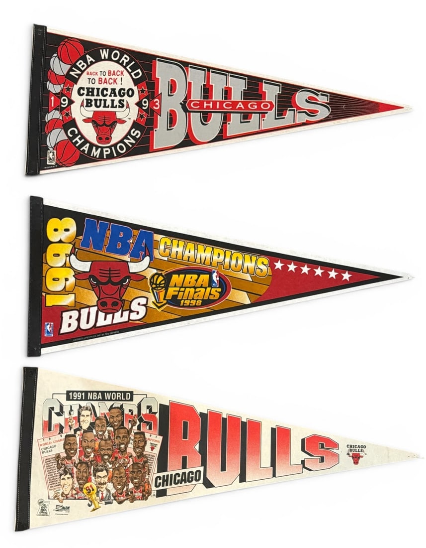 Three Vintage Chicago Bulls Pennants (1 of 2)