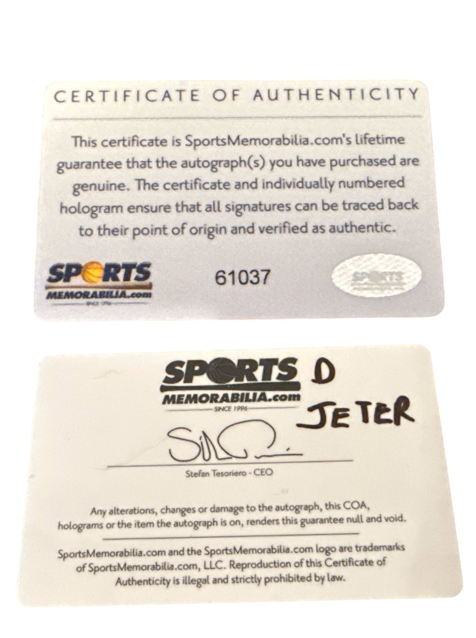 Autographed DEREK JETER Baseball - 4
