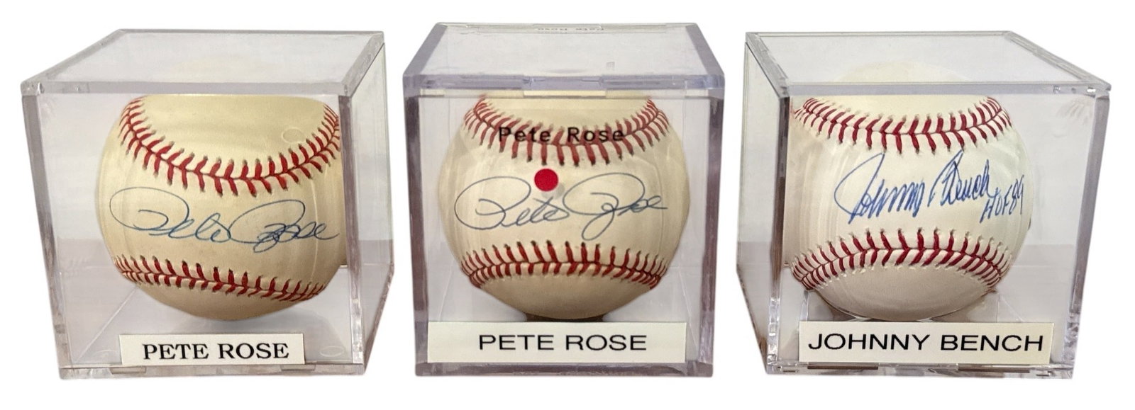 Autographed PETER ROSE (2) & JOHNNY BENCH Baseballs (1 of 6)