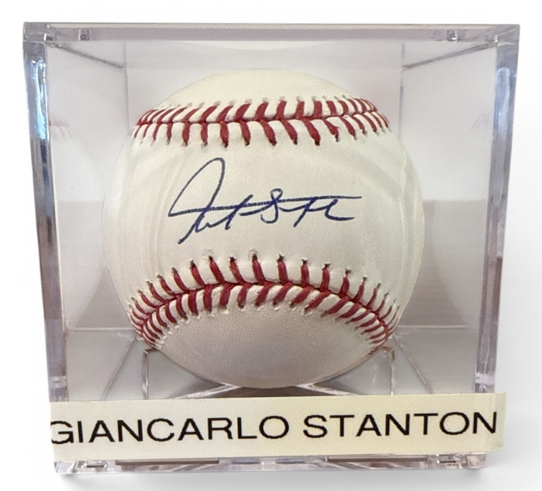 Autographed GIANCARLO STANTON Baseball: No COA, but retains MLB hologram sticker.