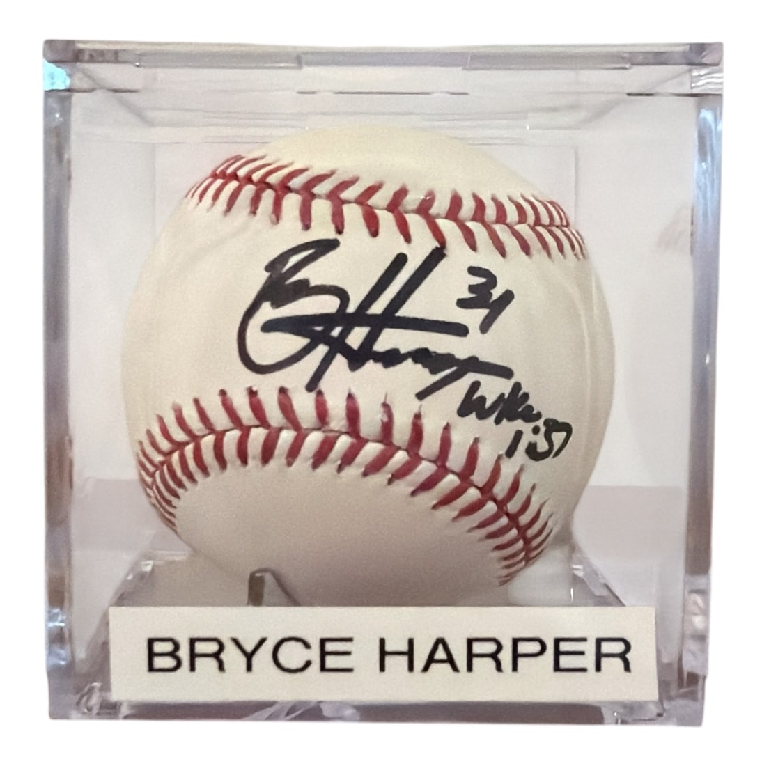 Autographed BRYCE HARPER Baseball w/ COA: Includes holographic authentications sticker and certificate of authenticity card for USA Sports Marketing.