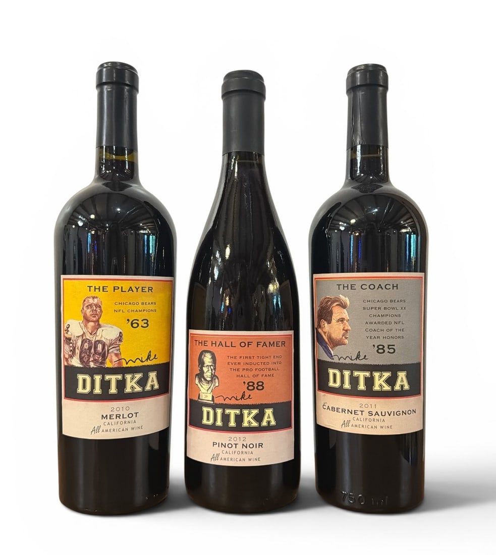 Three MIKE DITKA Bottles of Red Wine (1 of 2)