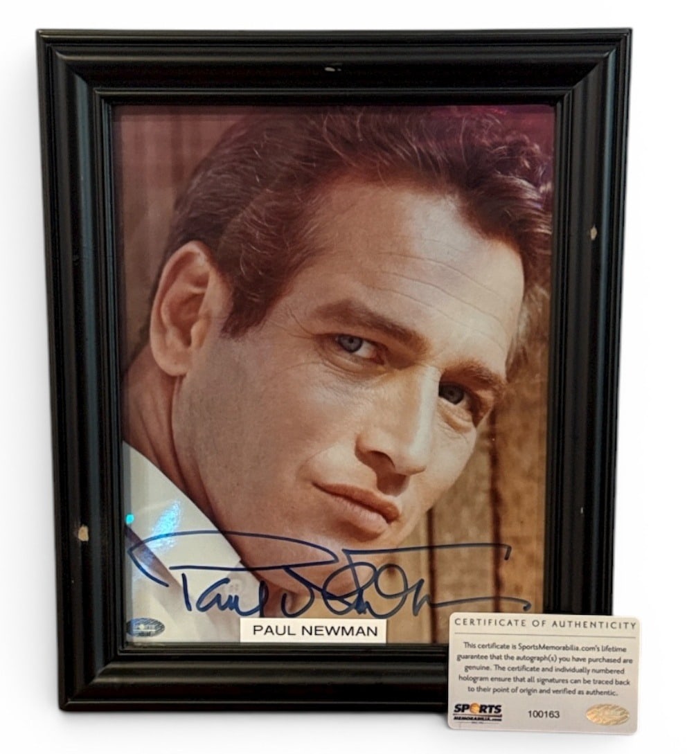 PAUL NEWMAN Autographed Photograph w/ COA: Includes COA card from Sports Memorabilia with holographic sticker number 100163.
