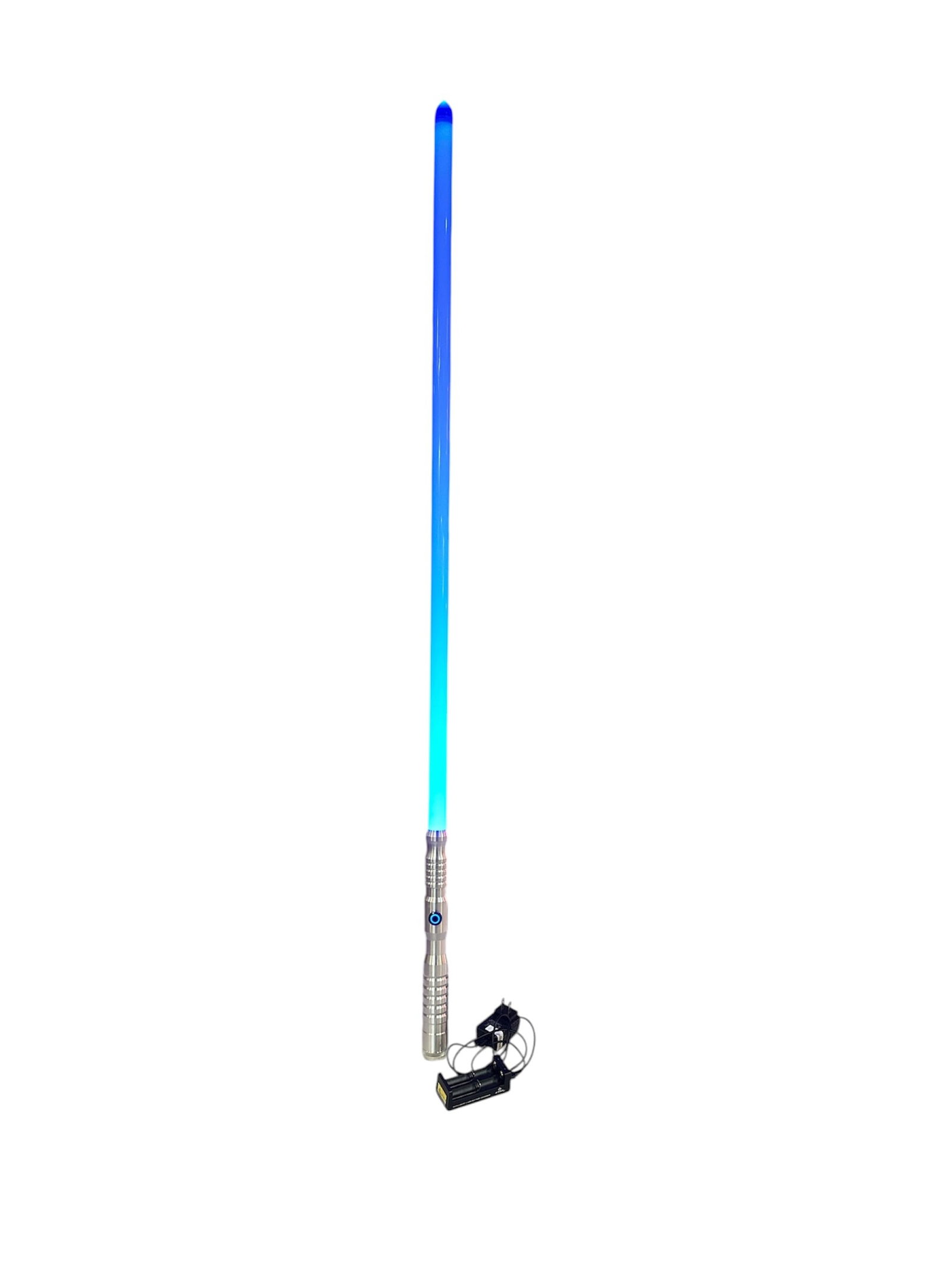 STAR WARS Replica Lightsaber: Silver handle with battery charger, makes sounds, lights blue.