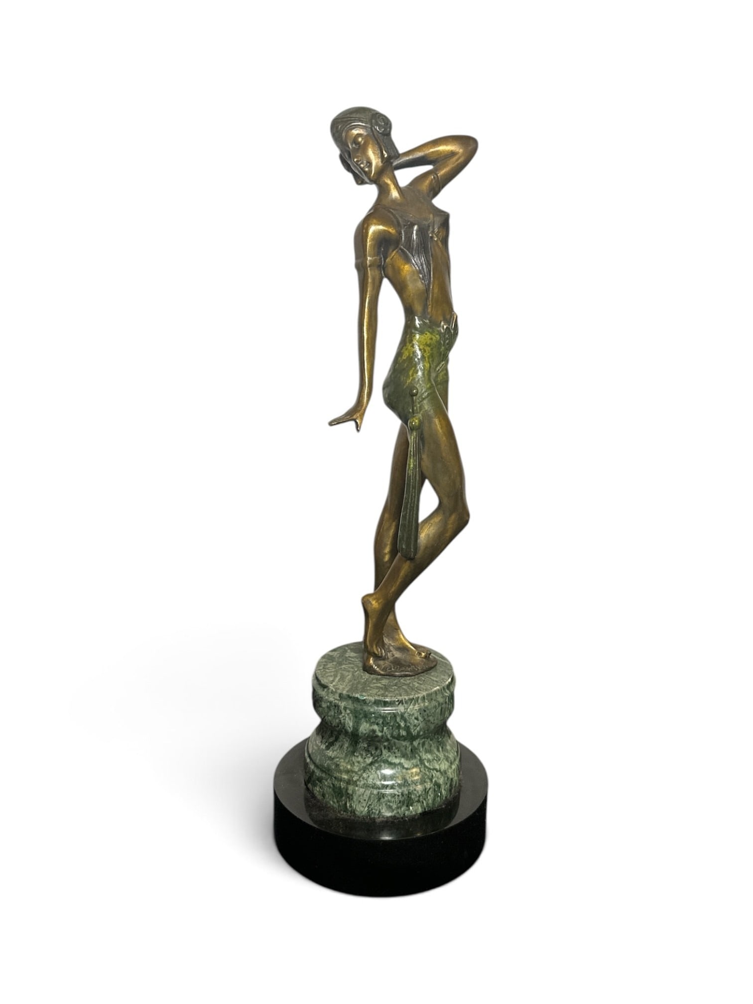After DEMETRE CHIPARUS (1886-1947) Bronze Art Deco Dancer Statue: 16.25" H x base is 5" D