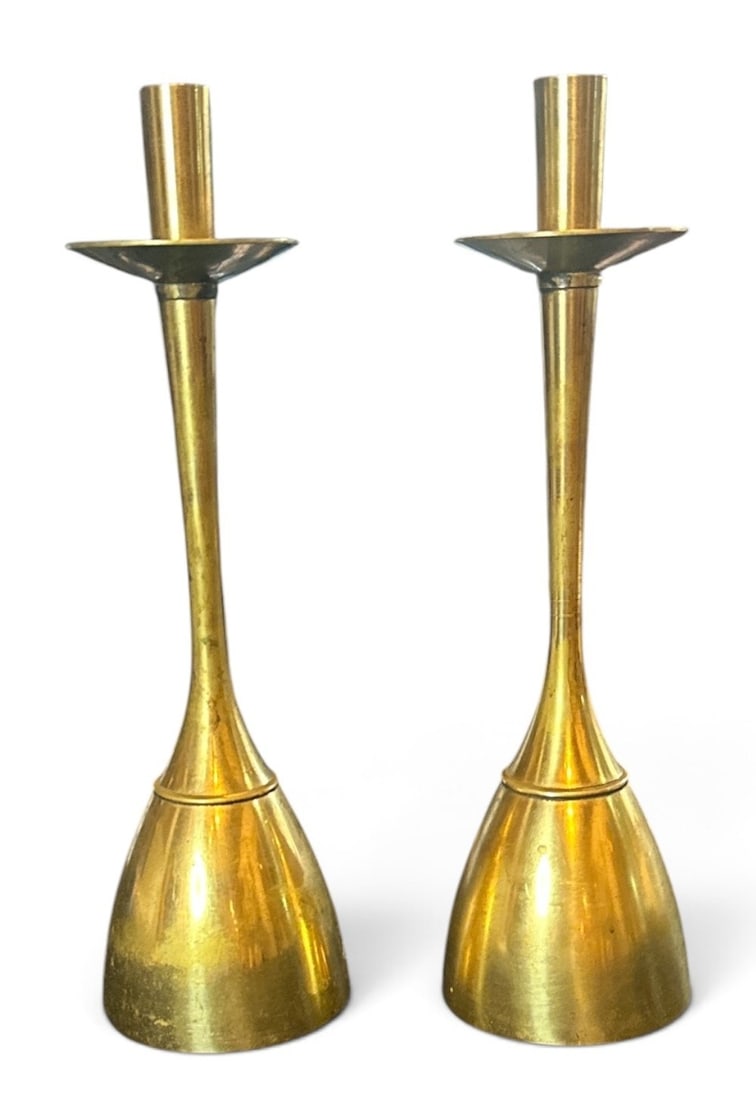 Japanese Modernist Candle Holders, Brass (1 of 4)