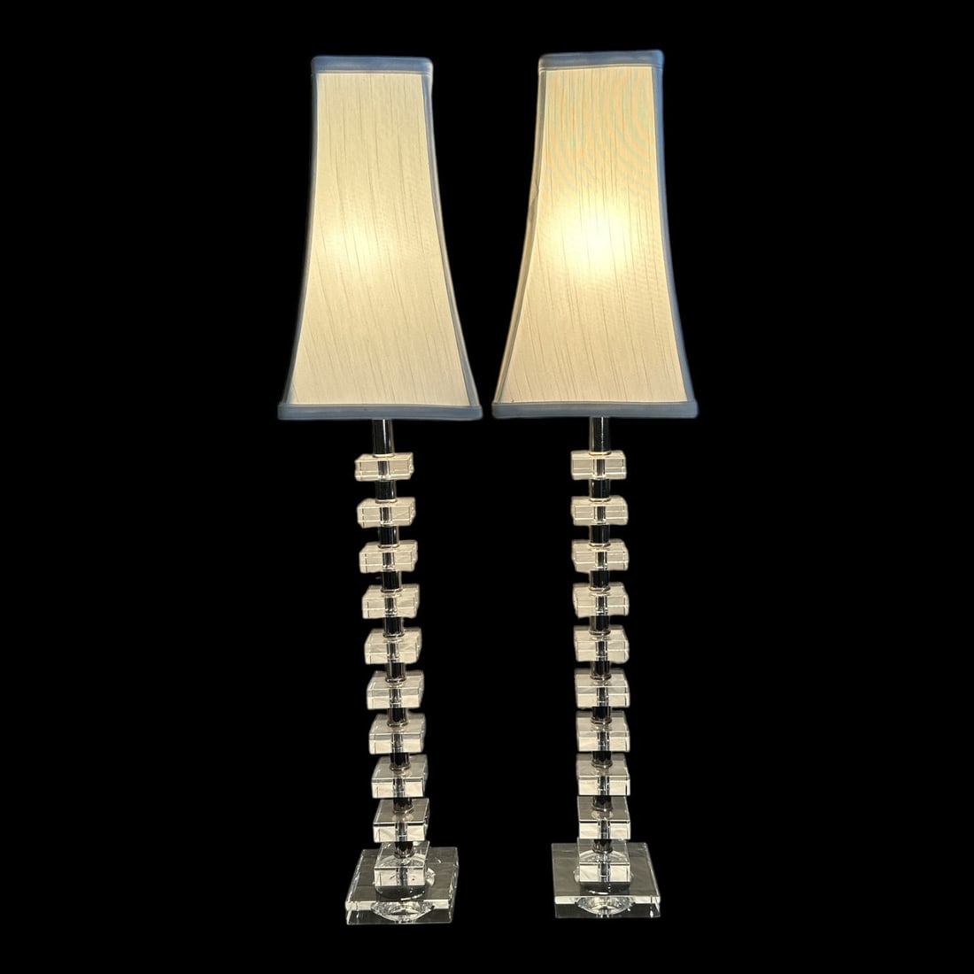 Modernist Stacked Glass Lamps, Pair (1 of 4)
