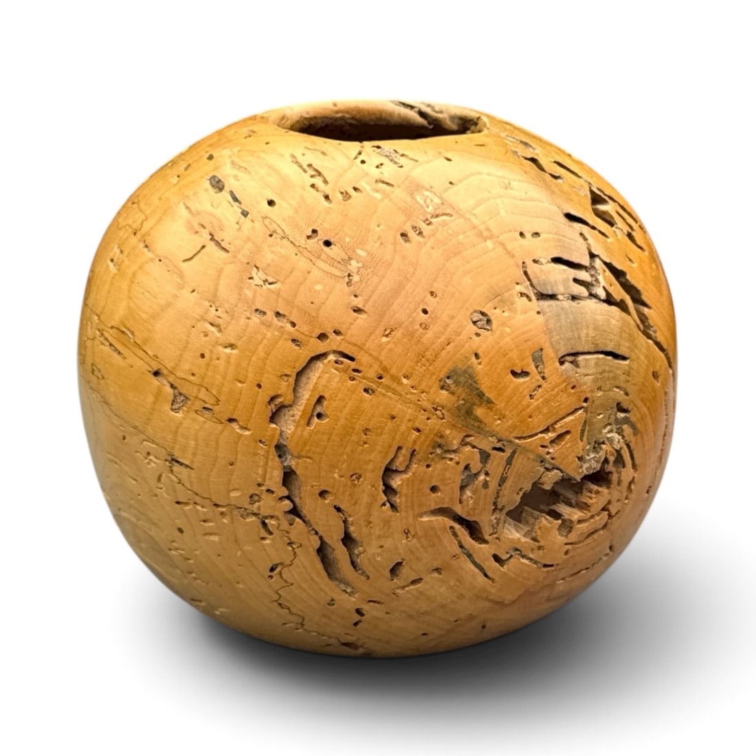 A Woodturned Vessel in the manner of DAVID ELLSWORTH: Artist signed "M. Dappert '88" on underside. Measures 7" H x 8" diameter x 2.5" opening diameter.