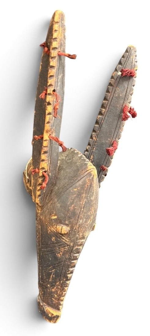 Early 20th C. African Mule Mask, Bombare: 13" H x 4" W x 4.5" D.