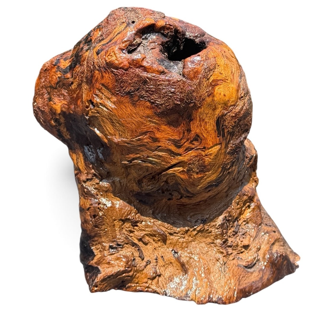 Large Abstract Burlwood Biomorphic Vase: Measures 10" H x 12" W x 7"D.