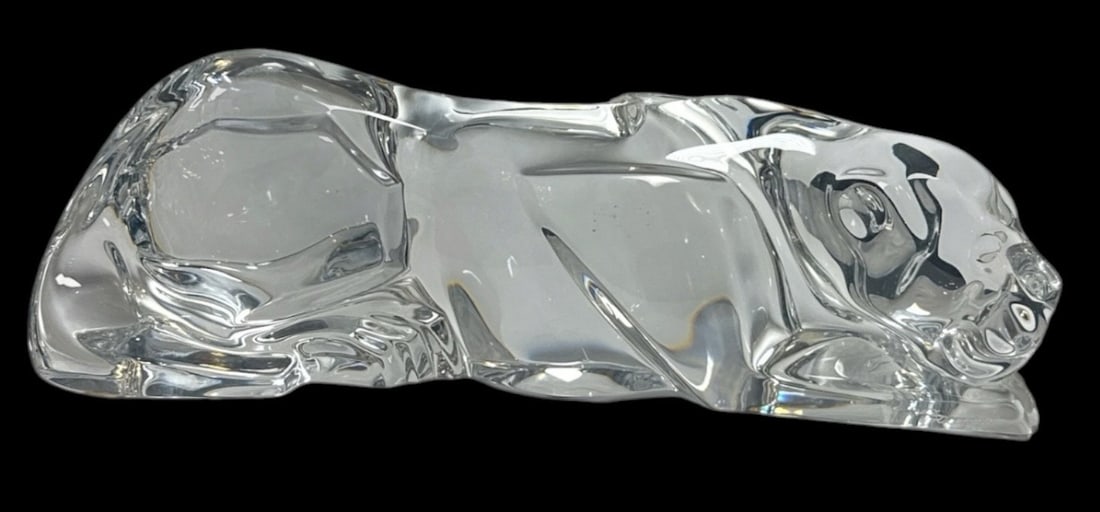 BACCARAT Stalking Panther Sculpture: Measures 3.5" x 10" W x 3" D