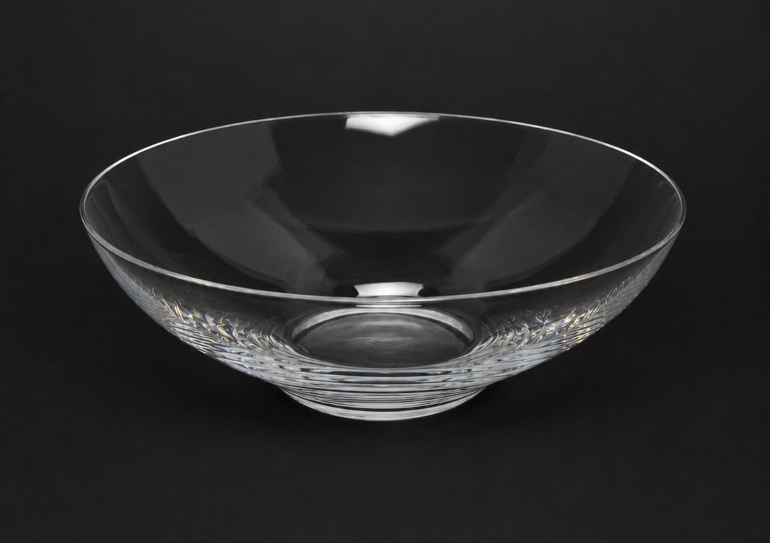 TIFFANY Modernist Crystal Bowl: 4.25" H x 11.75" DIA