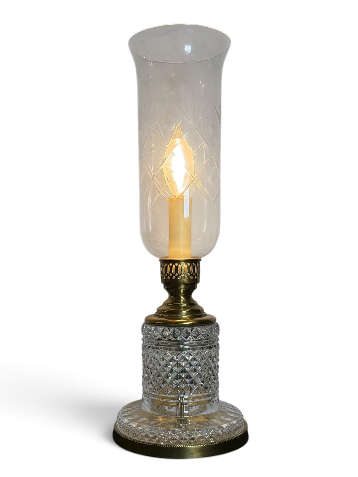 Vintage Cut Crystal Lamp: Measures 17.25" H x 6" overall diameter.