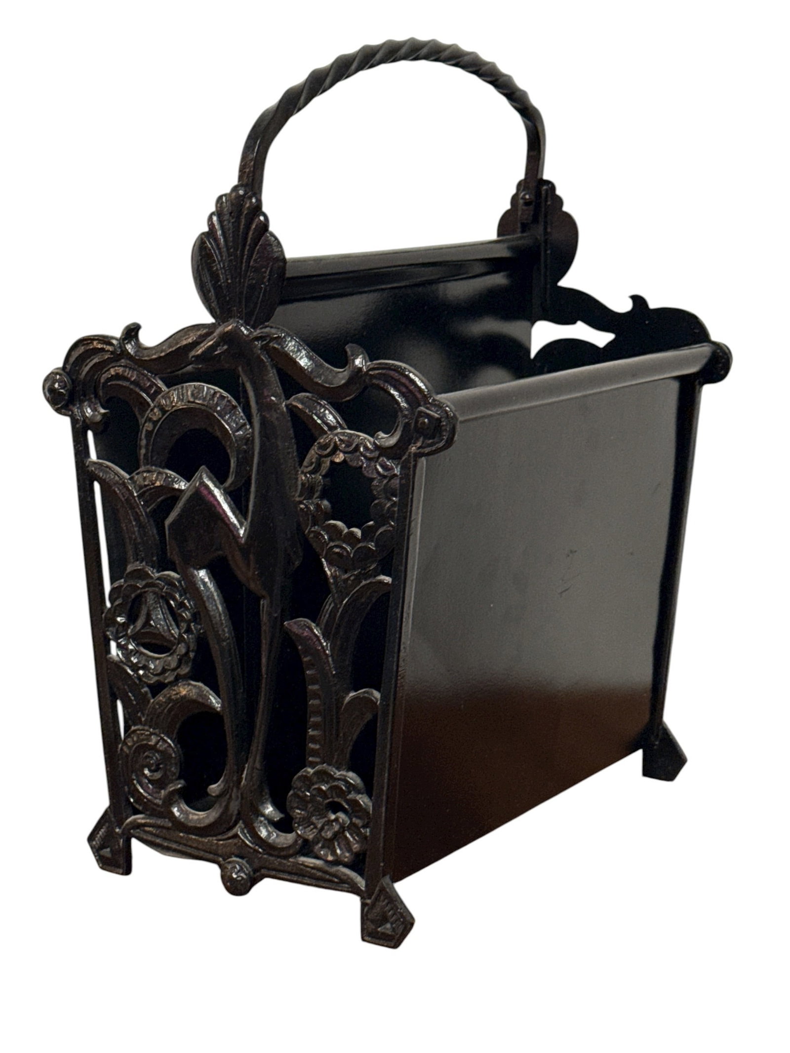 Art Nouveau Iron Gazelle Magazine Holder: Measures 16.5" H x 12" W x 10" D.