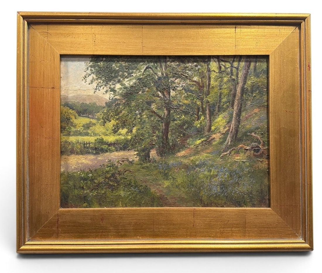 DAVIS Impressionist Landscape: Oil on board. Measures 16" x 19.5" x 1.75" D in the frame, sight measures 10" x 13.5".