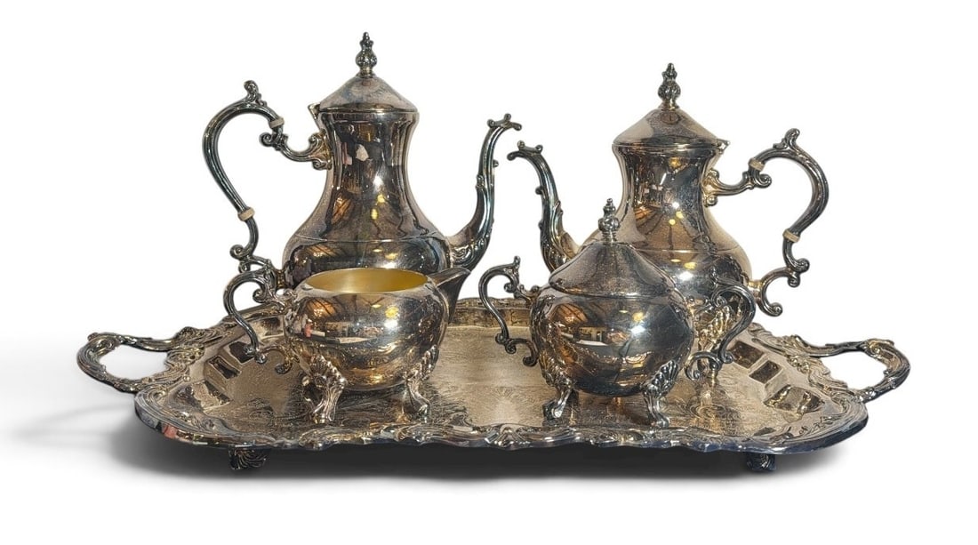 F.B. ROGERS Claw Foot Silverplate Tea Service (1 of 4)