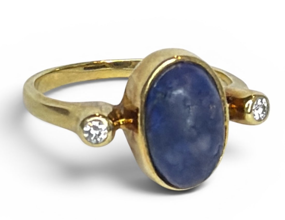 A 14k Gold, Lapis Lazuli, and Diamond Ring (1 of 4)
