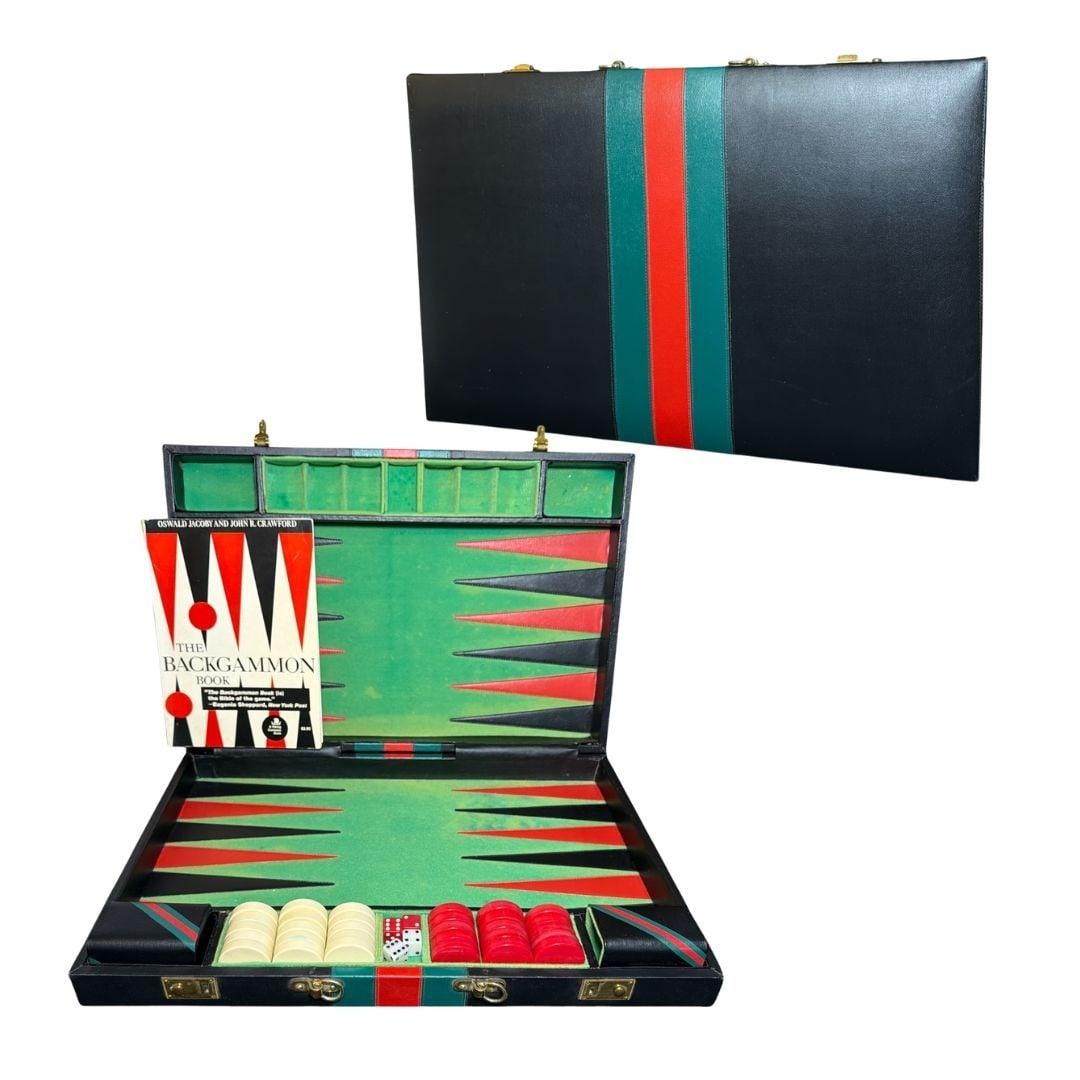 Vintage GUCCI Style Backgammon Game and Leather Case