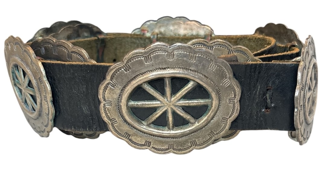 Old Pawn Concho Sterling Silver Men's Belt (1 of 5)