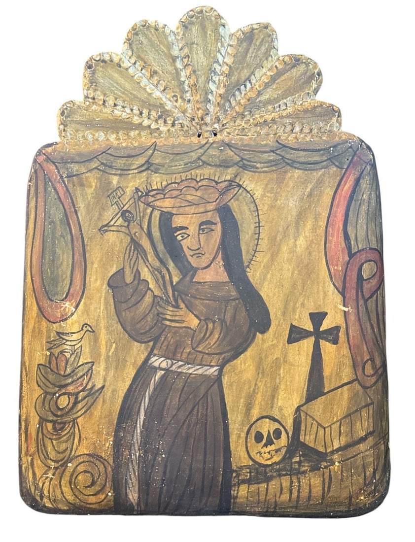 JORGE SANCHEZ (New Mexico, 20th C) Saint Rita New Mexico Retablo (1 of 2)