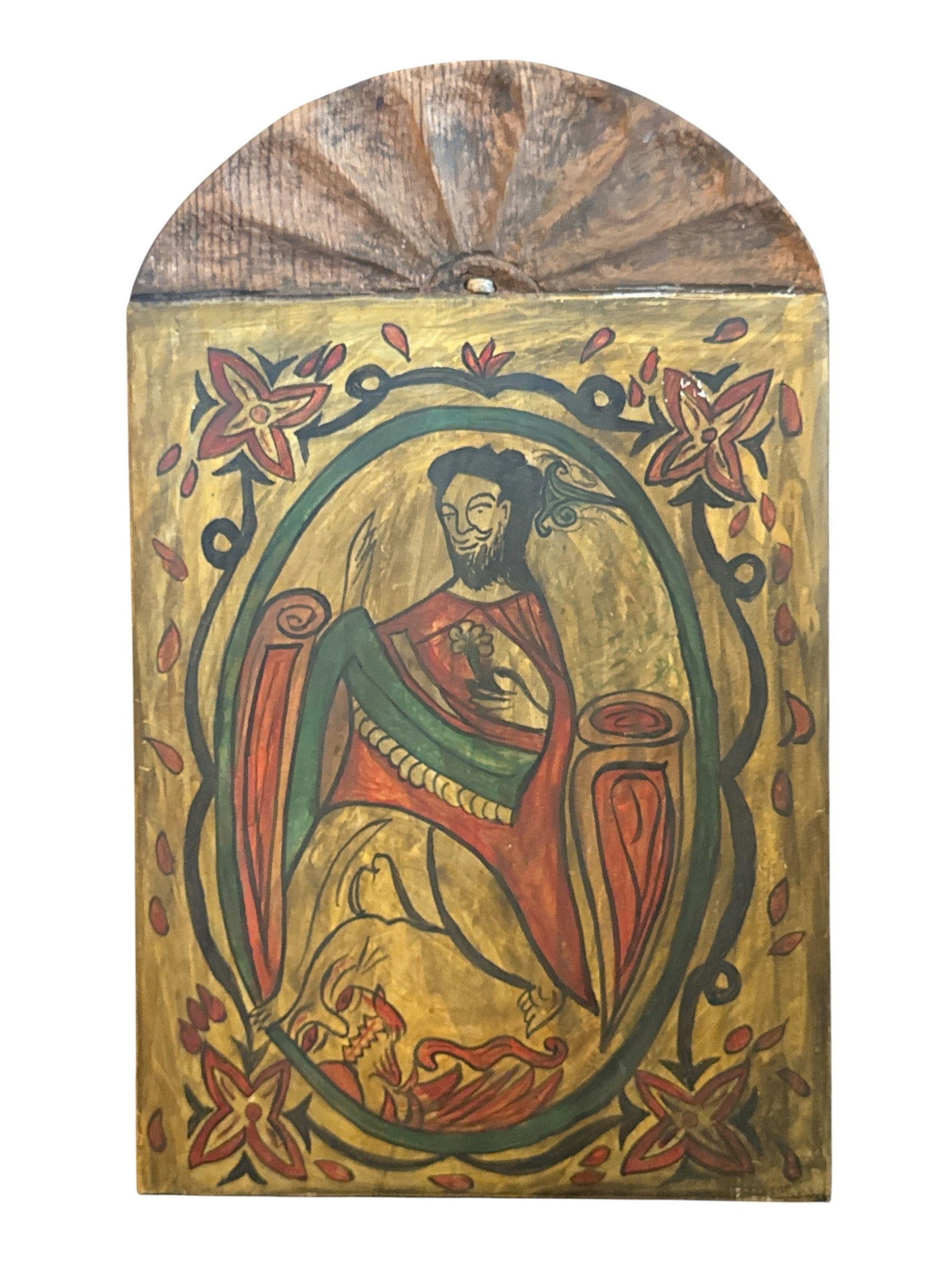 JORGE SANCHEZ (New Mexico, 20th C) Saint George New Mexico Retablo (1 of 2)