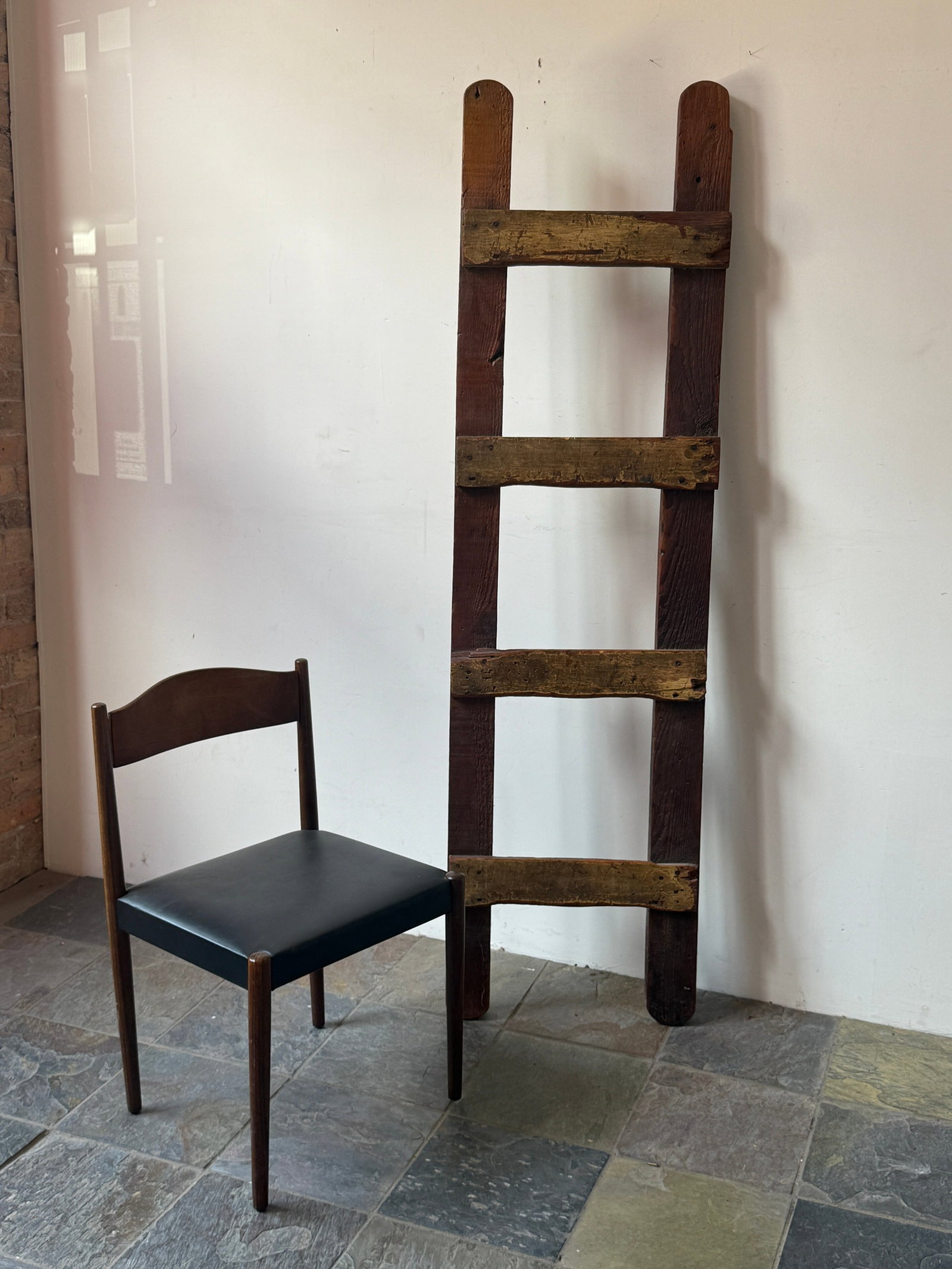 6 Foot Primitive Folk Art Ladder: Measures in at 72" H x 19" W x 3" D.