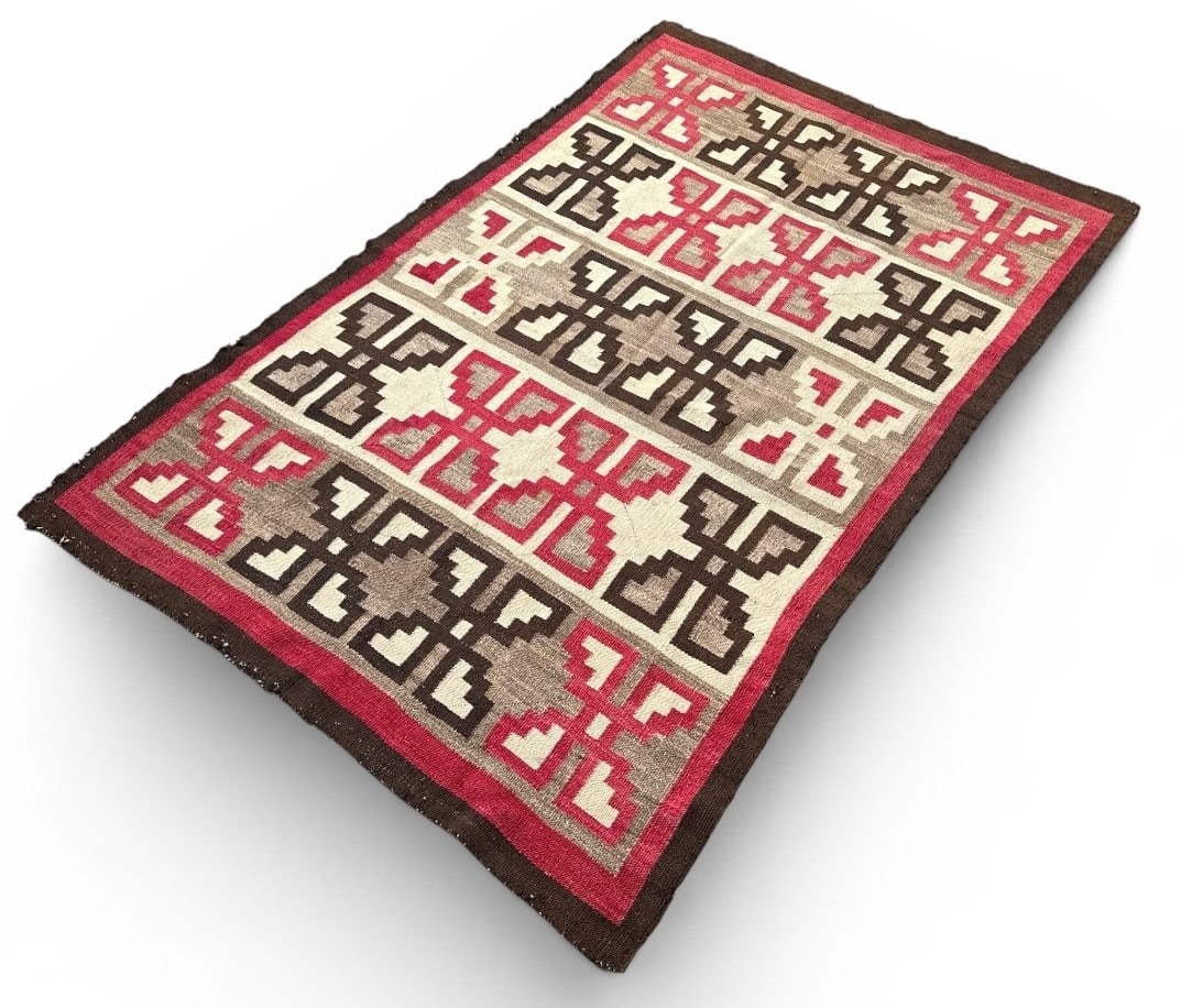 Early 20th C. Native American Navajo Rug: Measures 64.5" x 44".