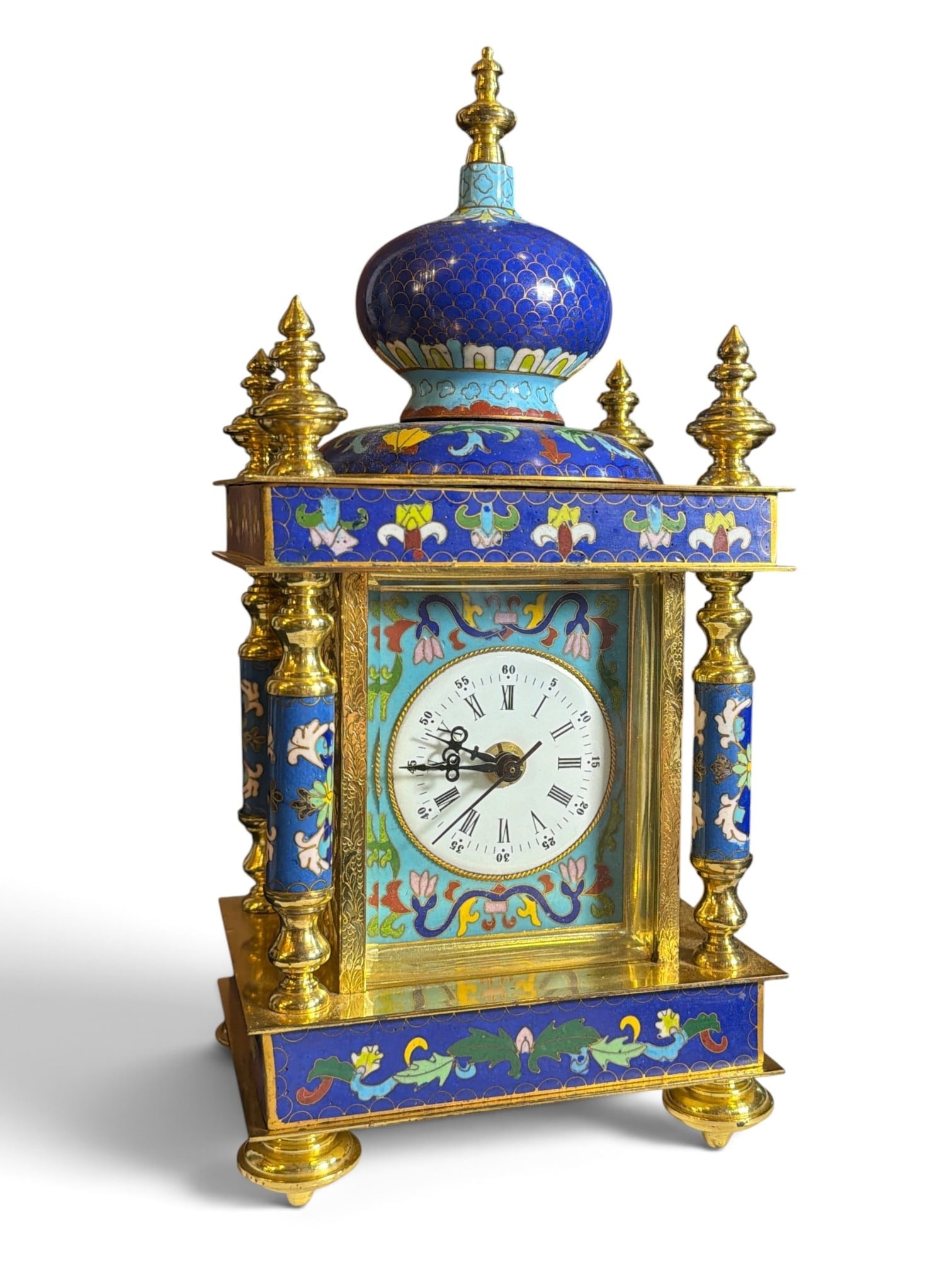 Chinese Cloisonne and Brass Mantle Clock (1 of 6)