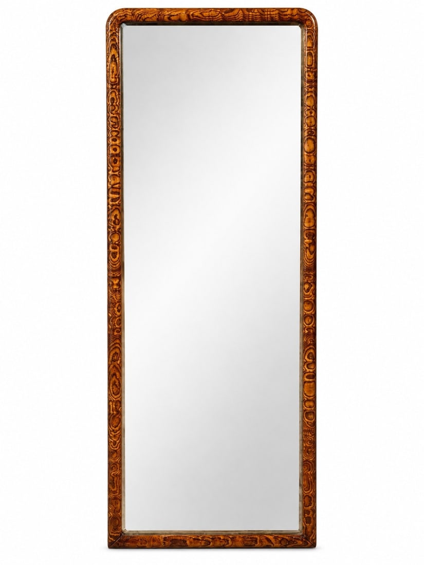 Petite Arts & Crafts Burl Wood Mirror, Mission Oak (1 of 3)