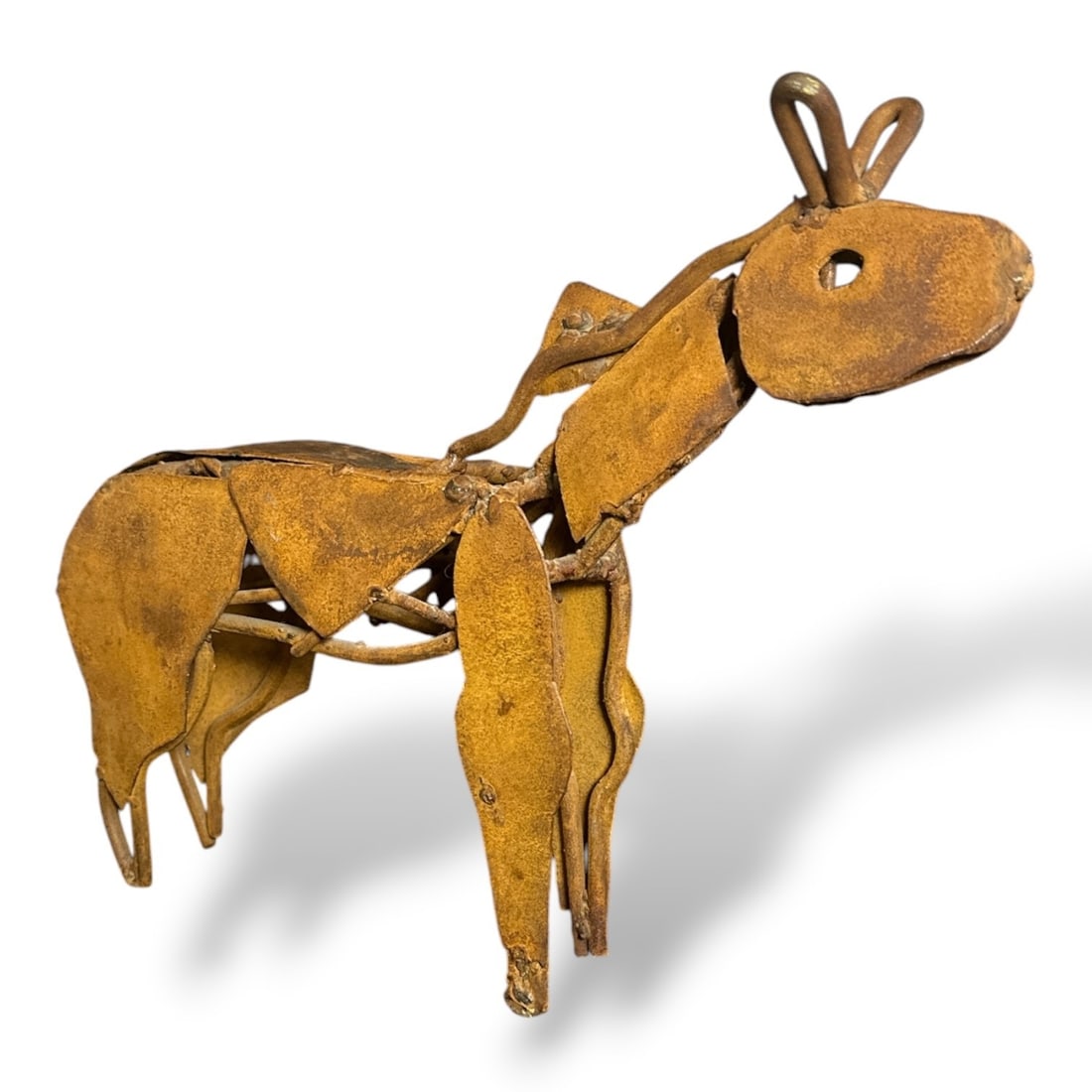 Brutalist Metalwork Horse Sculpture: Steel. Similar to works by Thomas Molesworth and Richard Johnson. Measures 9.5" H x 2.5" W x 9.5" D.