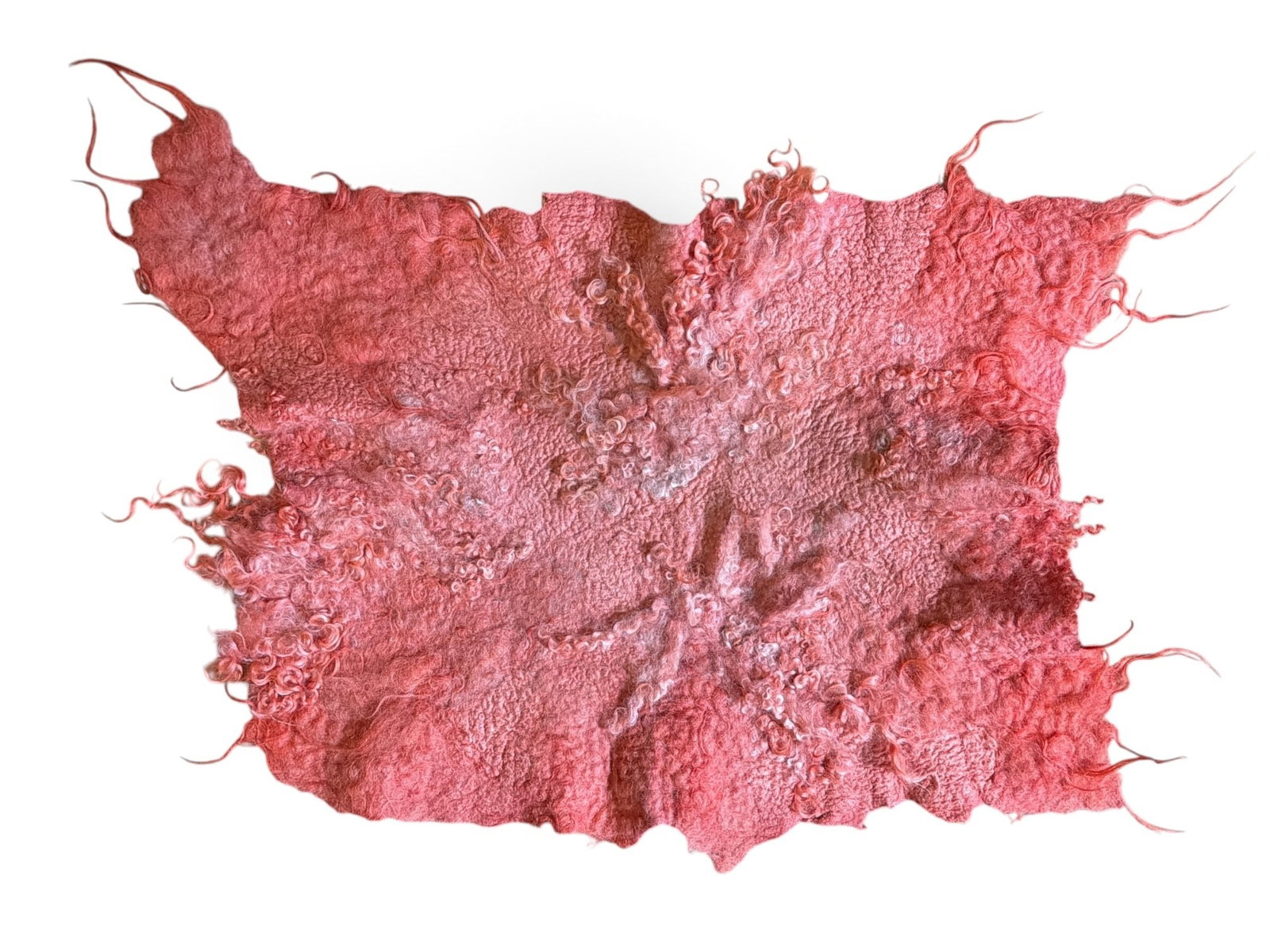 CLAUDY JONGSTRA (Dutch, b.1963) Drenthe Heath Pelt: Retains a label from Maharam on the back, #800730. Measures 31" x 20". Drenthe heath wool, mulberry silk, Wensleydale wool, Merino wool, and silk chiffon. Claudy Jongstra is a Dutch contemporary