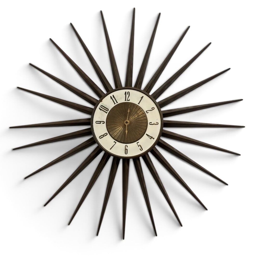 Mid Century ELGIN Starburst Wall Clock: Measures 24" diameter x 1" D.