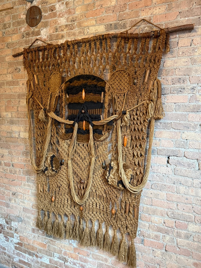 Exceptional Wall Sized Mid Century Macrame Wall Hanging - 5