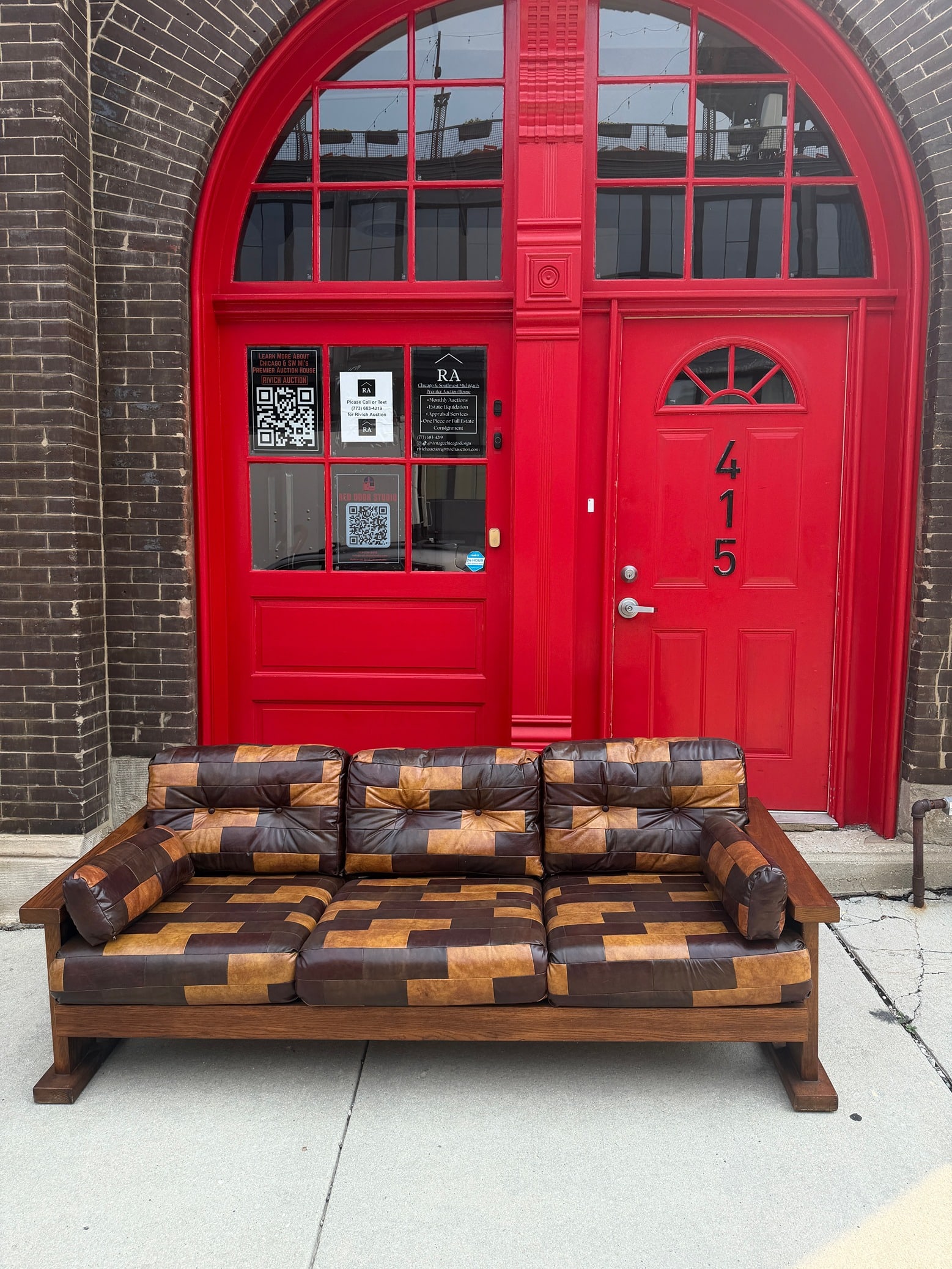 Mid Century Patchwork Arts & Crafts Sofa - 2