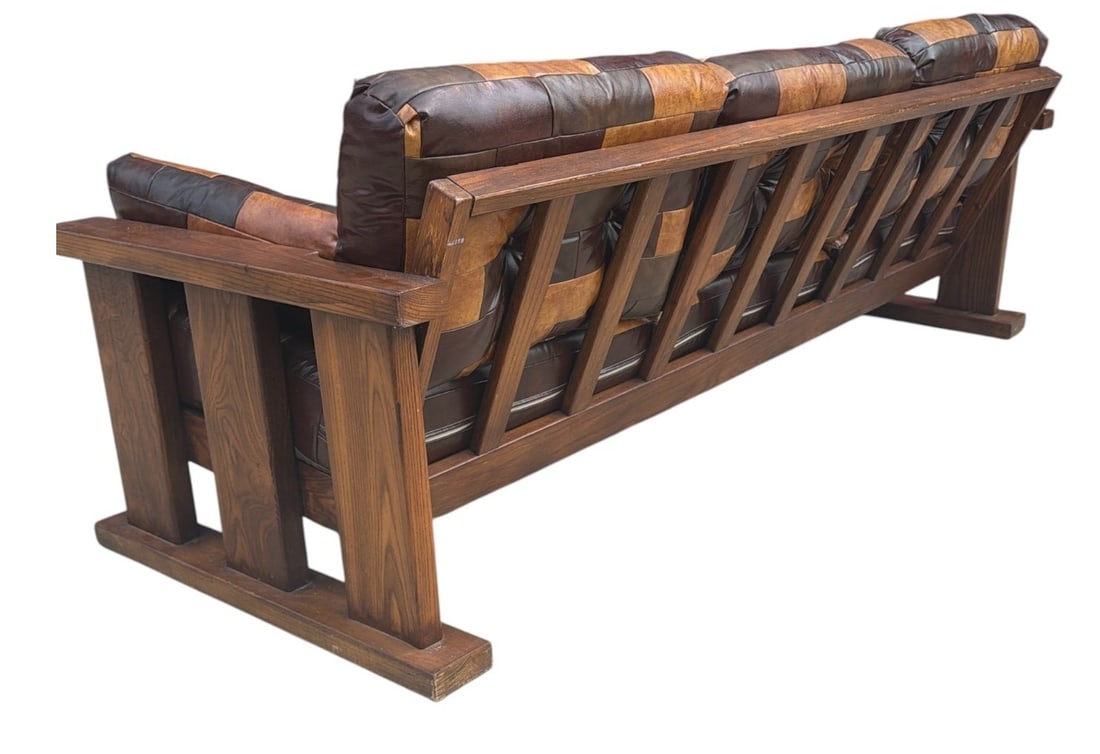 Mid Century Patchwork Arts & Crafts Sofa - 6