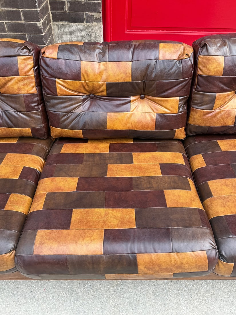 Mid Century Patchwork Arts & Crafts Sofa - 7