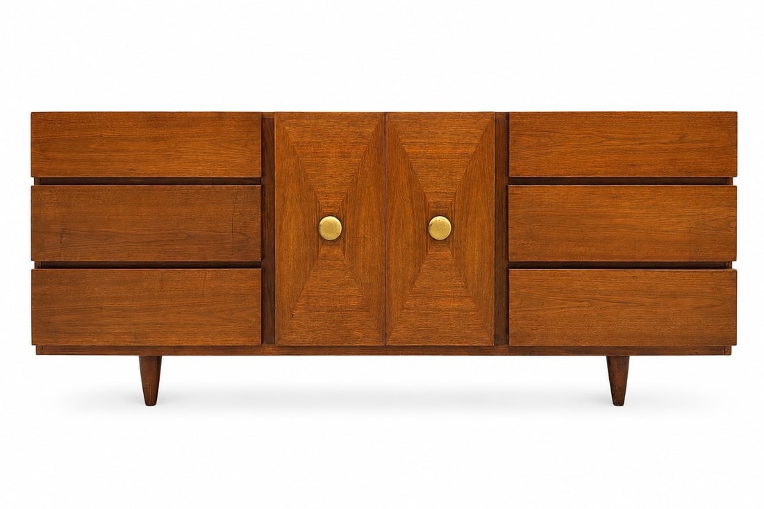 MARTINSVILLE Mid Century Credenza: Measures 31" H x 76" W x 19.75" D.