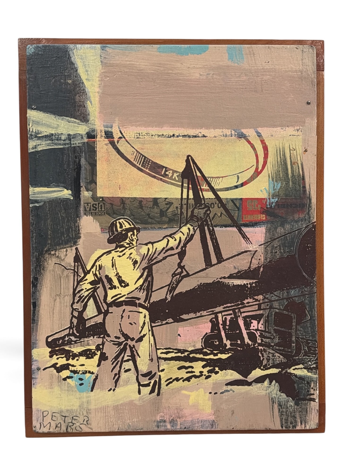PETER MARS (America, b.1959) Pop Art Painting: Mixed media acrylic on board. Measures 26.5" H x12.75" W x 1.75"D. Signed by artist in lower left hand corner.
