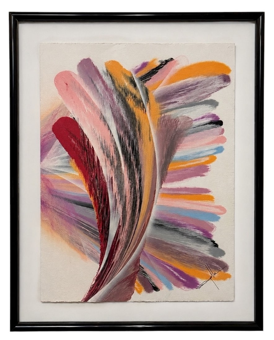 DOM MINGOLLA (American, 1922-1999) Abstract Wash Painting: Acrylic on paper. 49" H x 39" W x 1" D. Sight measures 39.5" x 29.5".